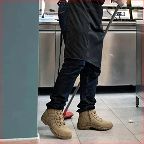 Leather Military Tactical Work Boots Side Zipper Combat Boots